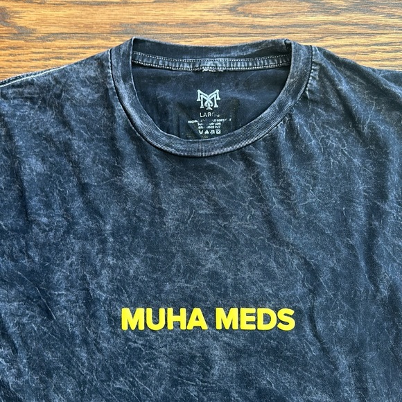 Men’s Black Acid Wash Cotton Graphic Short Sleeve T-Shirt - Picture 2 of 4